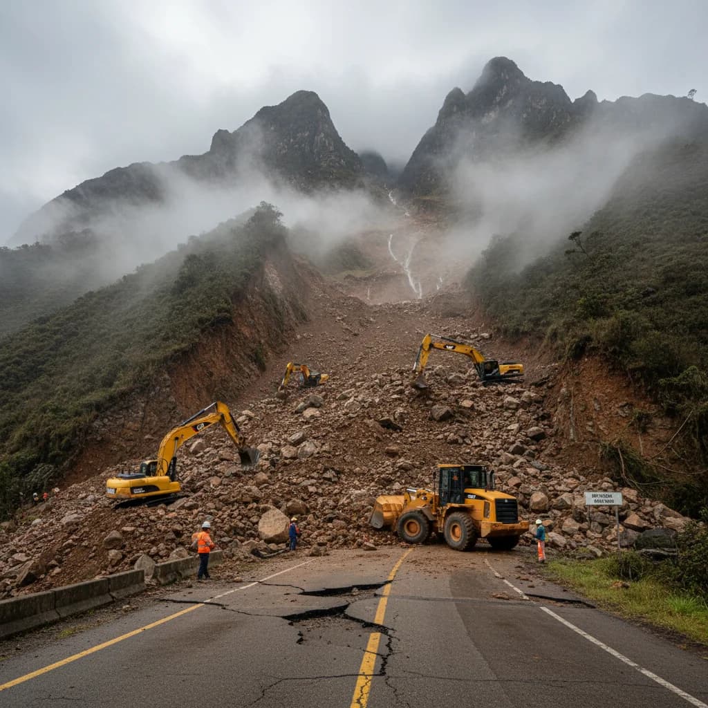 Calacalí–La Independencia Highway Completely Blocked by Massive Landslide — 7-Hour Detours on Carnival Weekend